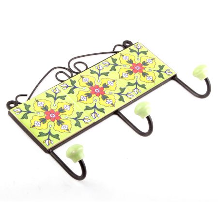 Yellow And Red Tiny Flower Tiles Hooks